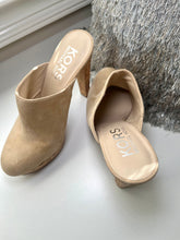 Load image into Gallery viewer, KORS TALL Suede Tan Mule ( Luxury Consignment)